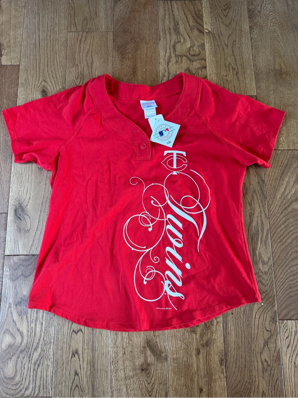 TC Twins Red Women's Short Sleeve Graphic Jersey - Medium
